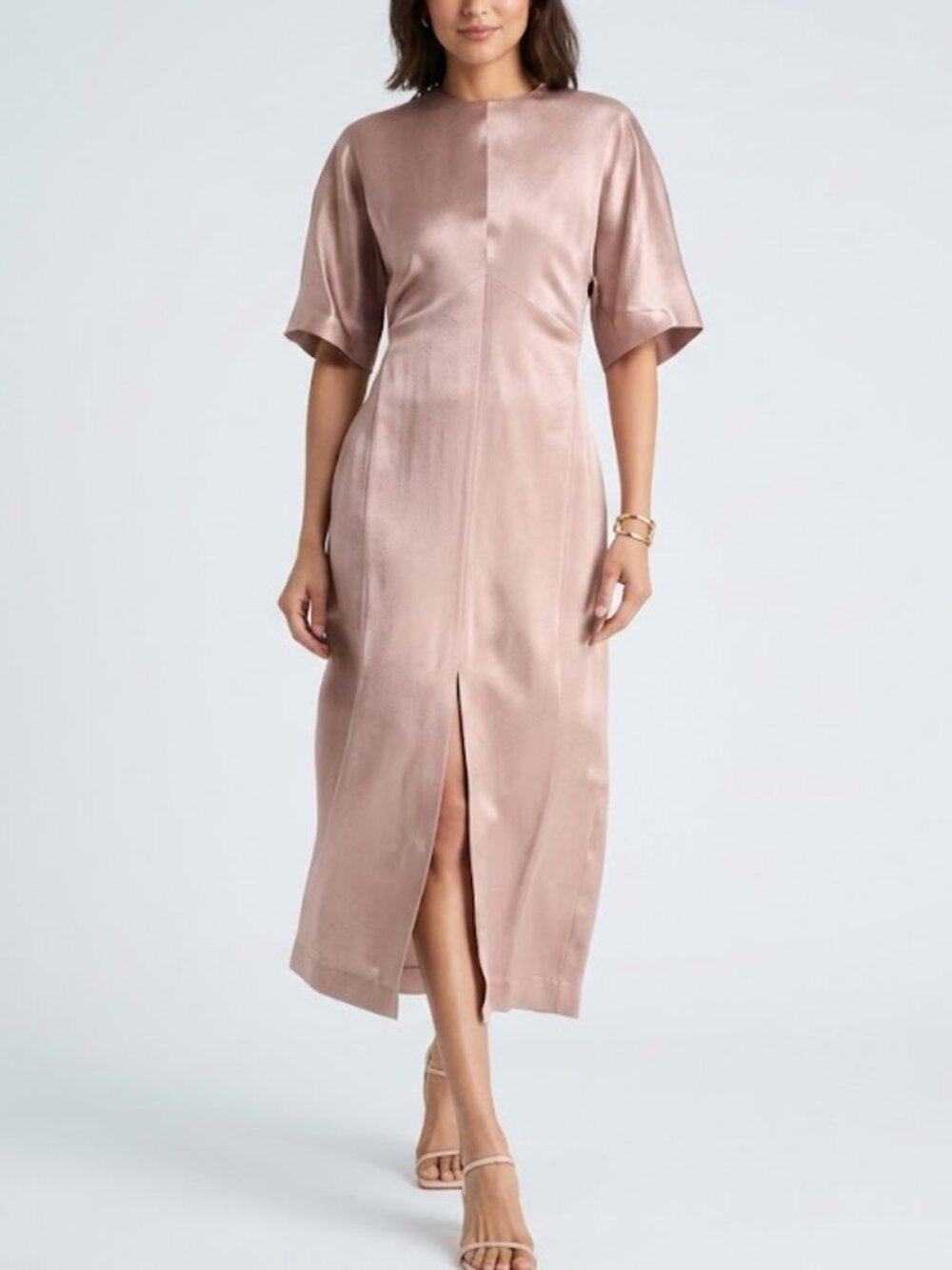 NWT Loulou Studio M Silk Linen Satin Ruby Blush Midi Dress